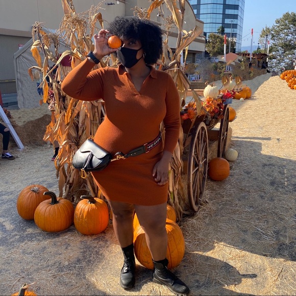 Ribbed rust color dress - Picture 3 of 3